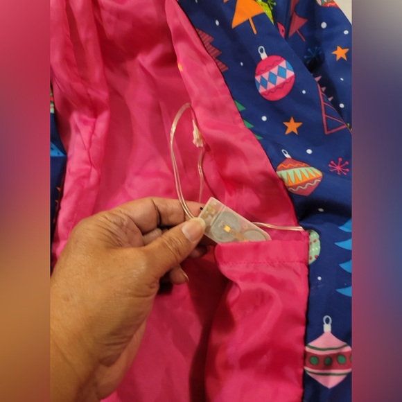 Holiday Time Light Up Womens S Blue Christmas Tree Ornaments Holiday Suit Blazer - Picture 6 of 8